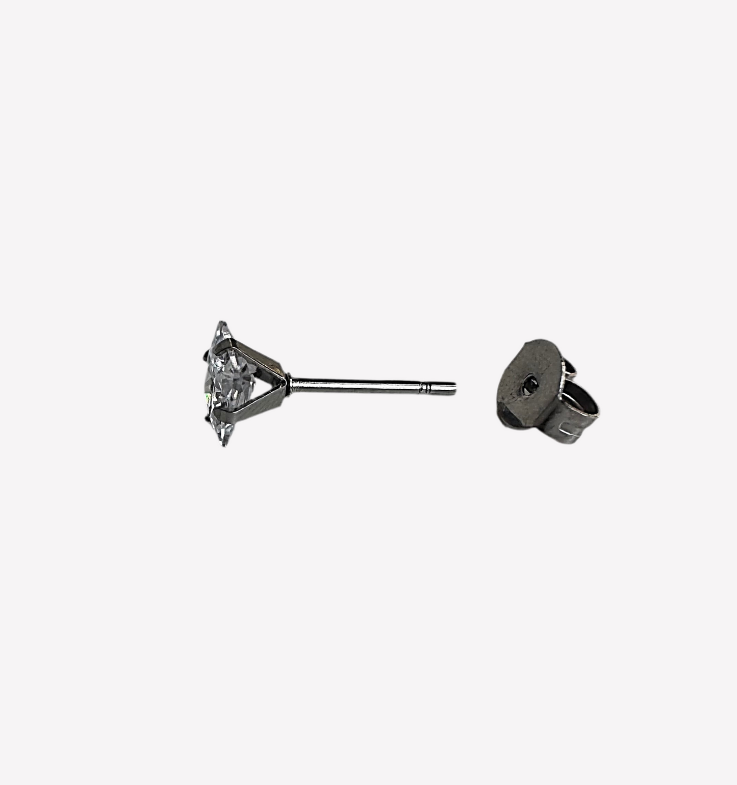 5mm Stainless Steel and Cubic Zirconia Square Studs