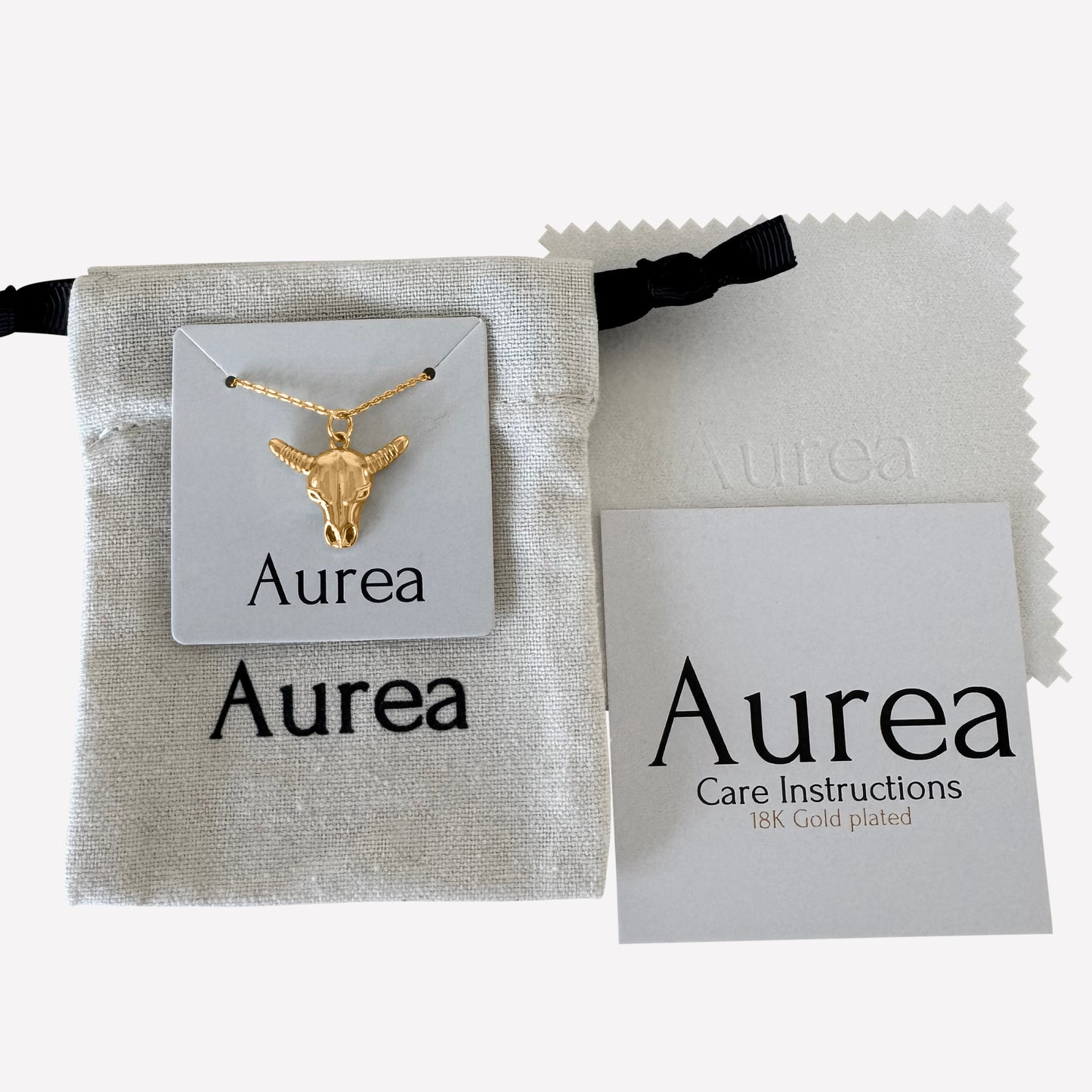 18k Gold-Plated Bull Skull Pendant on chain