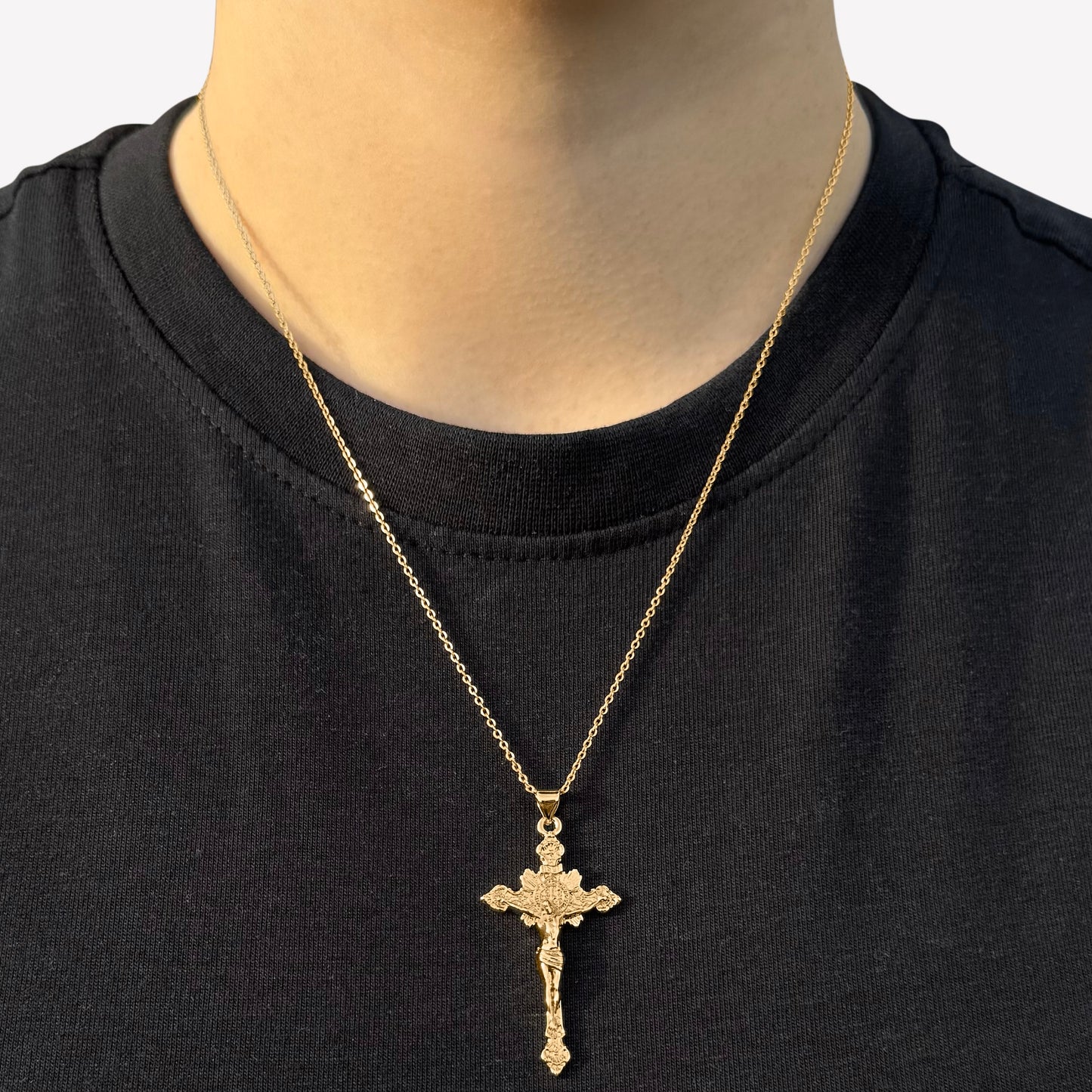 18k Gold-Plated Cross Pendant on Chain