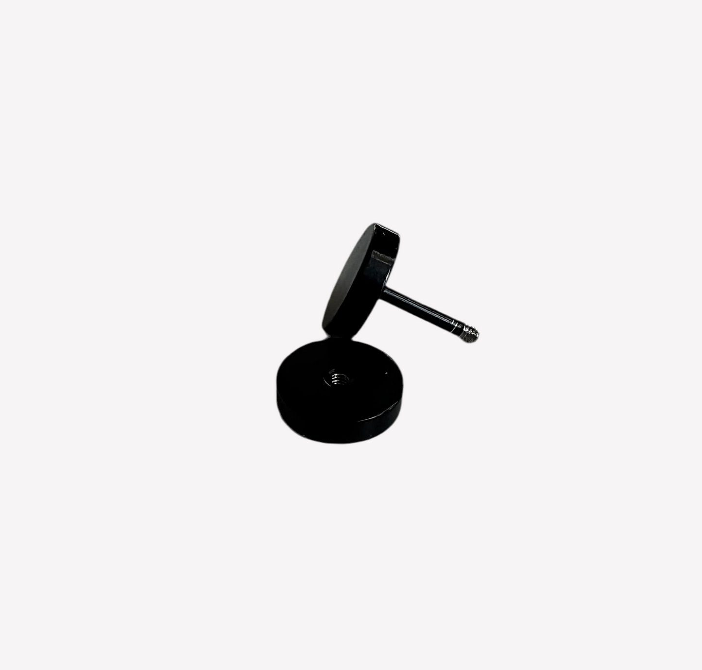Black Stainless Steel Faux Stretcher Stud Earring