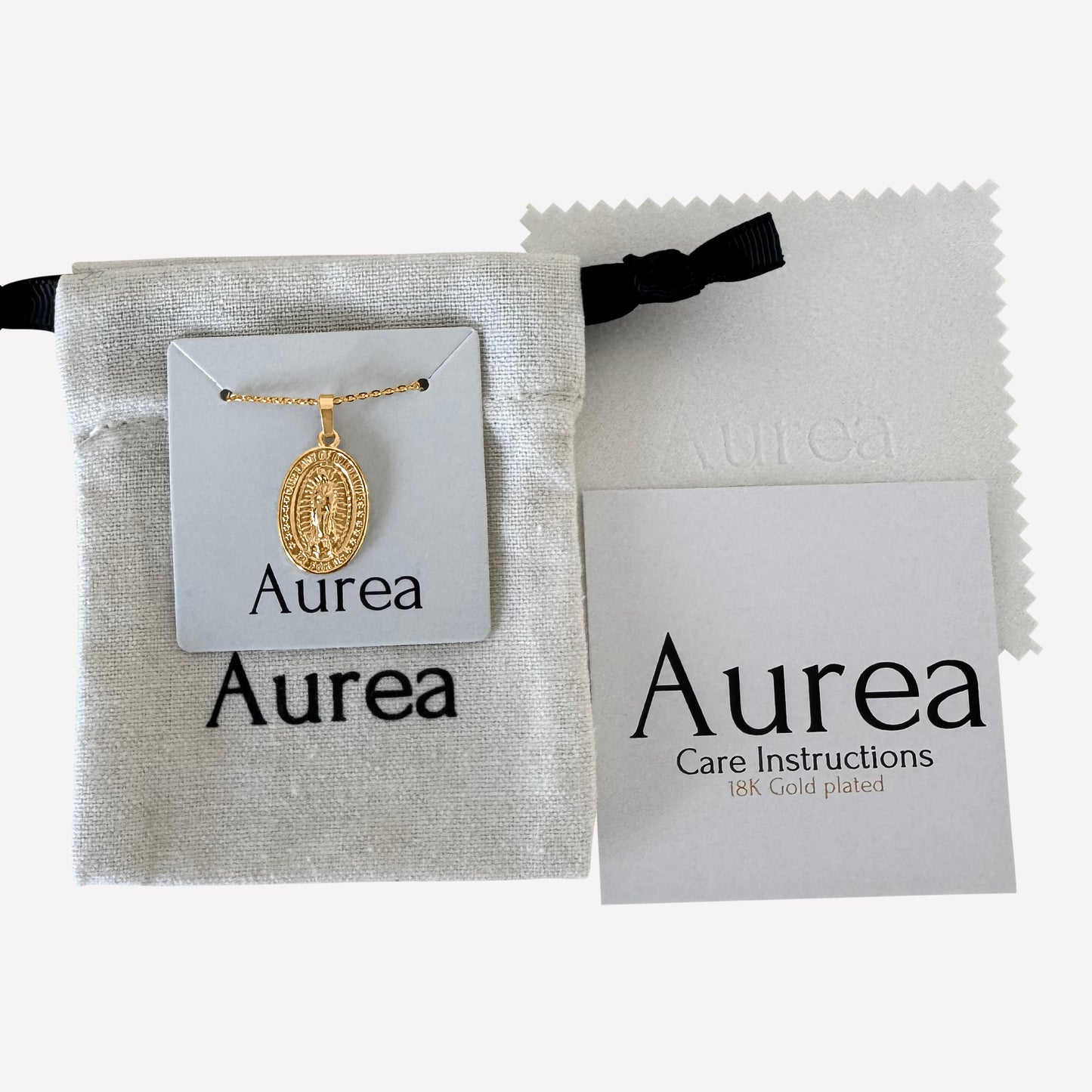 18k Gold-Plated Virgin Mary Pendant on Chain