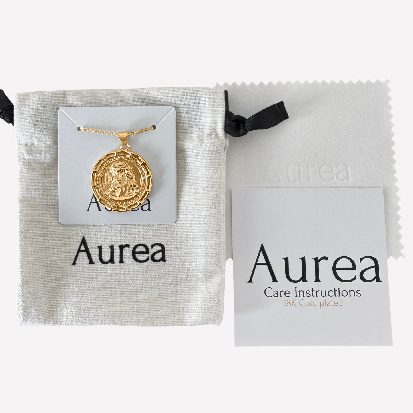 18K Gold-Plated Jesus Medallion Pendant on Chain