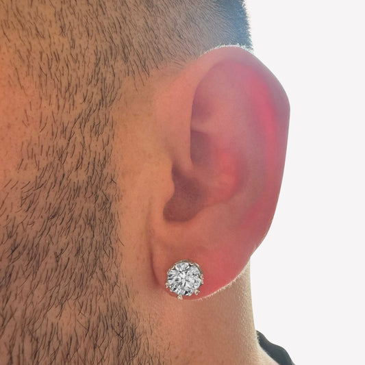 2ct Moissanite Stud Earrings in Sterling Silver (Pair | 8mm | GRA Certified)