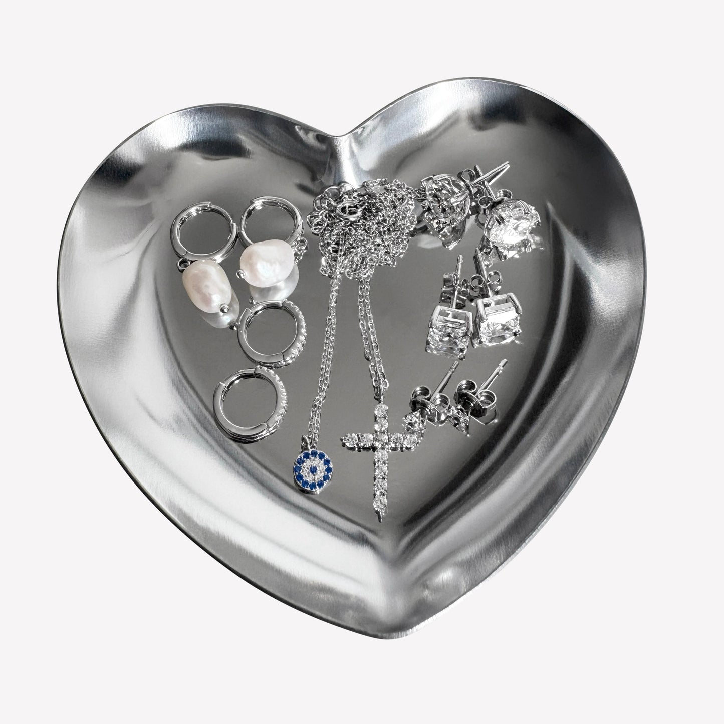 Heart-Shaped Stainless Steel Jewellery Tray