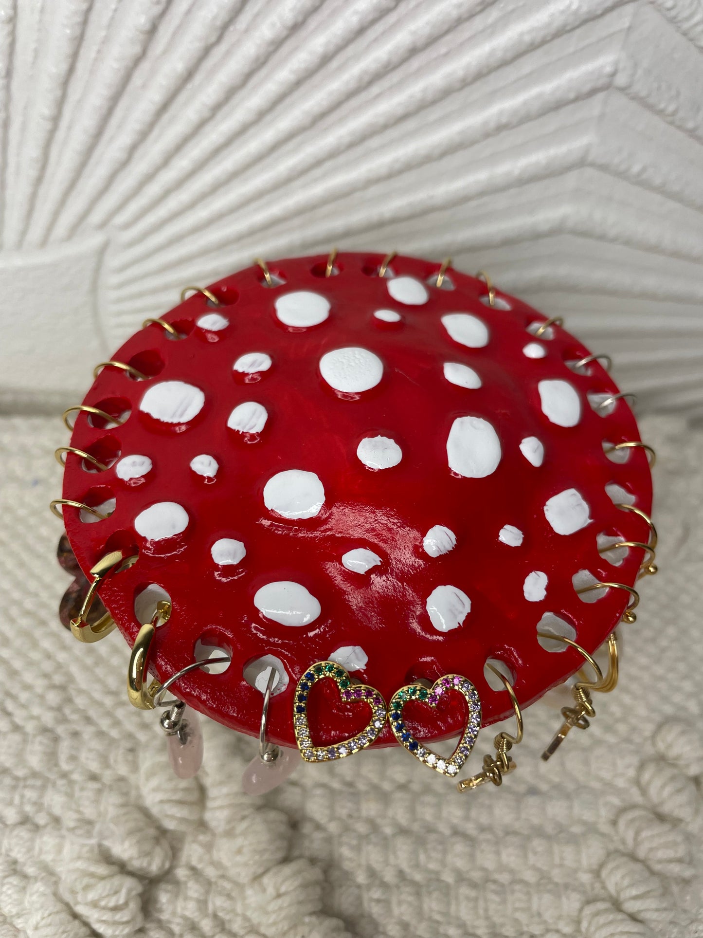 Charming Ceramic Mushroom Earring Stand