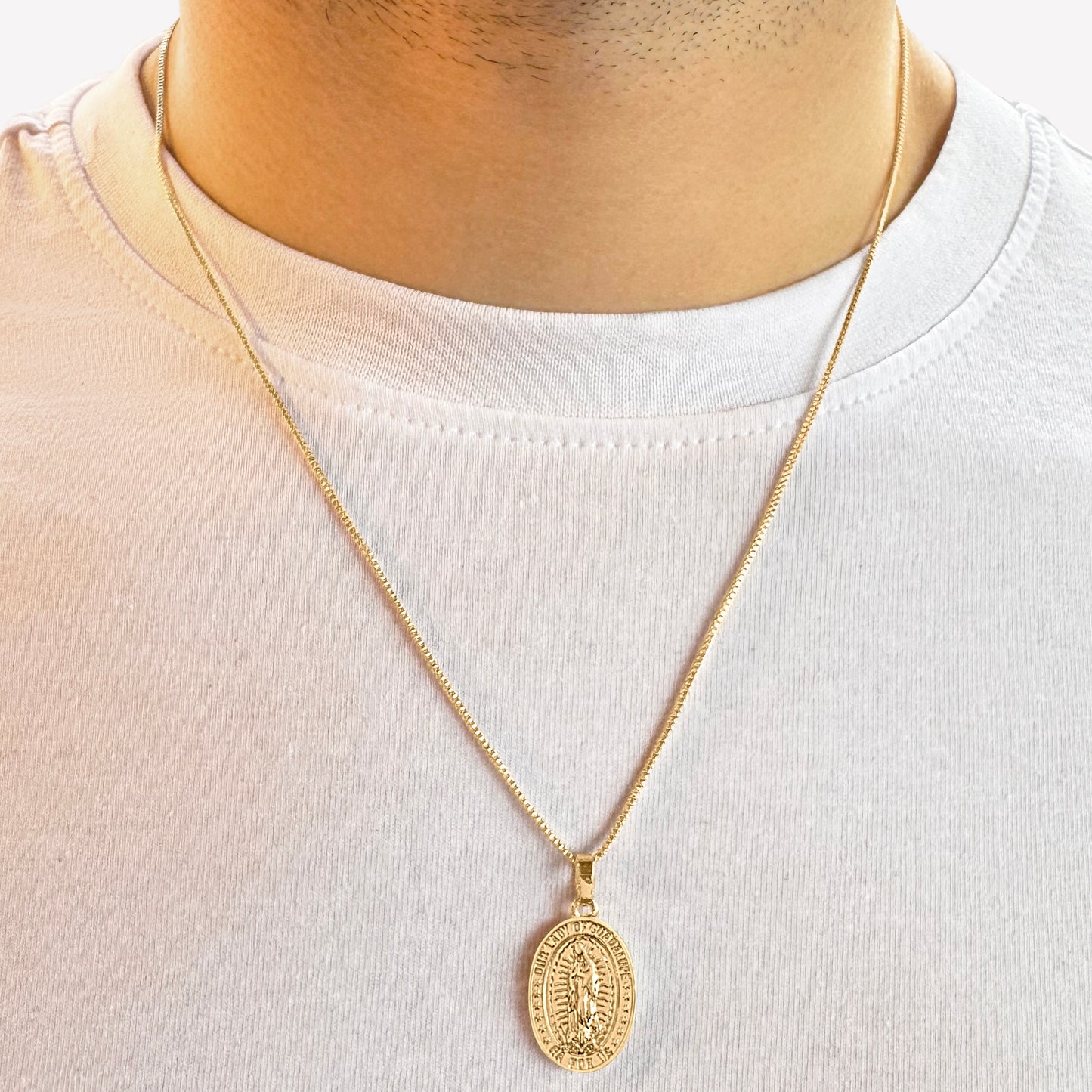 18k Gold-Plated Virgin Mary Pendant on Chain