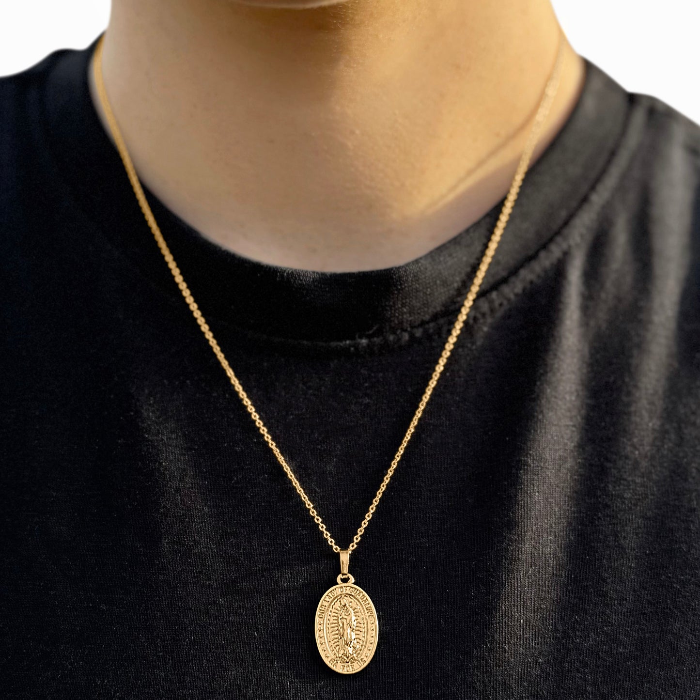 18k Gold-Plated Virgin Mary Pendant on Chain