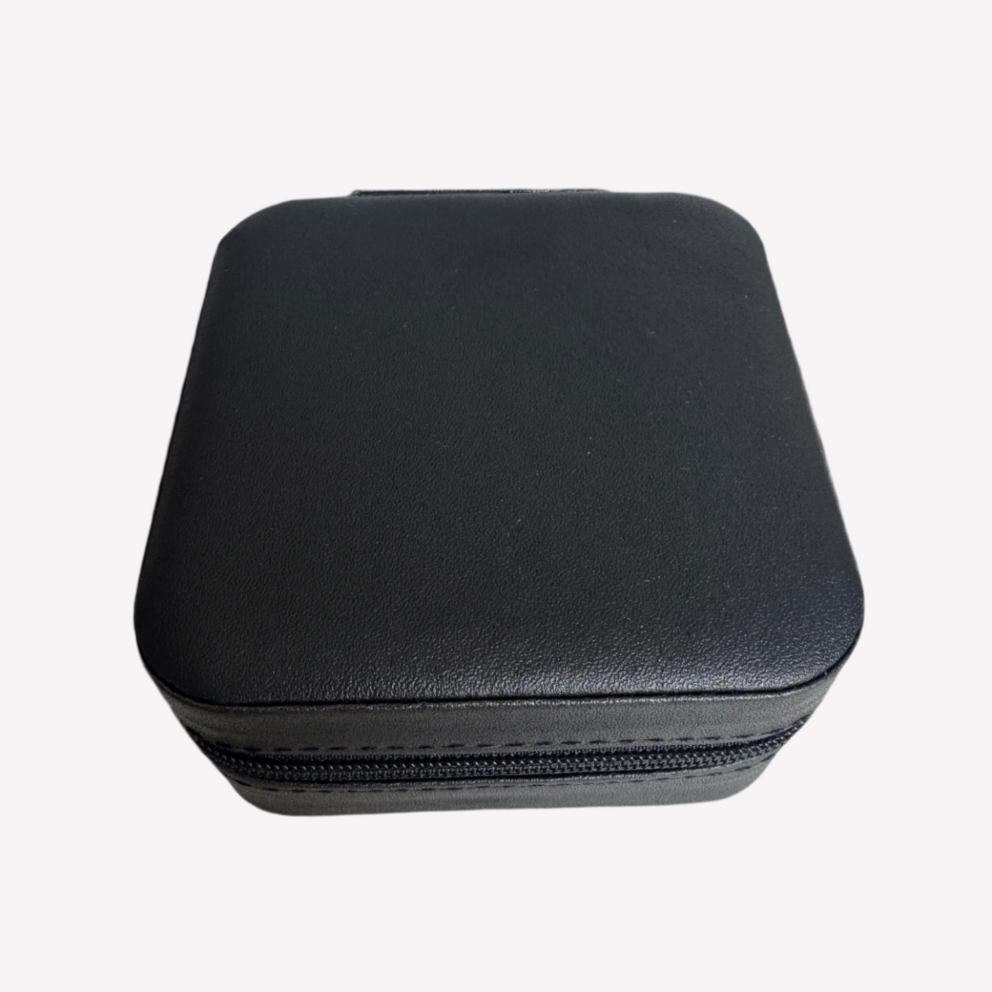 Compact Travel Jewellery Case – Black PU Leather (10cm)