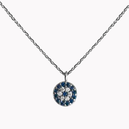 Sterling Silver & Cubic Zirconia Evil Eye Necklace – 17” Chain