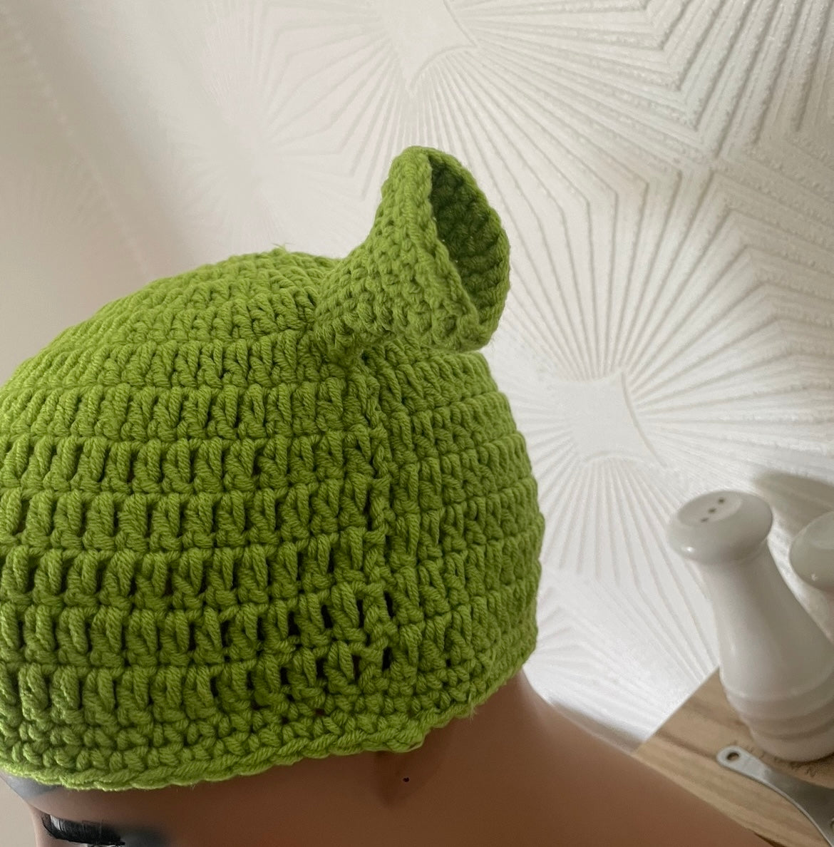 Green Ogre Crochet Hat with Ears