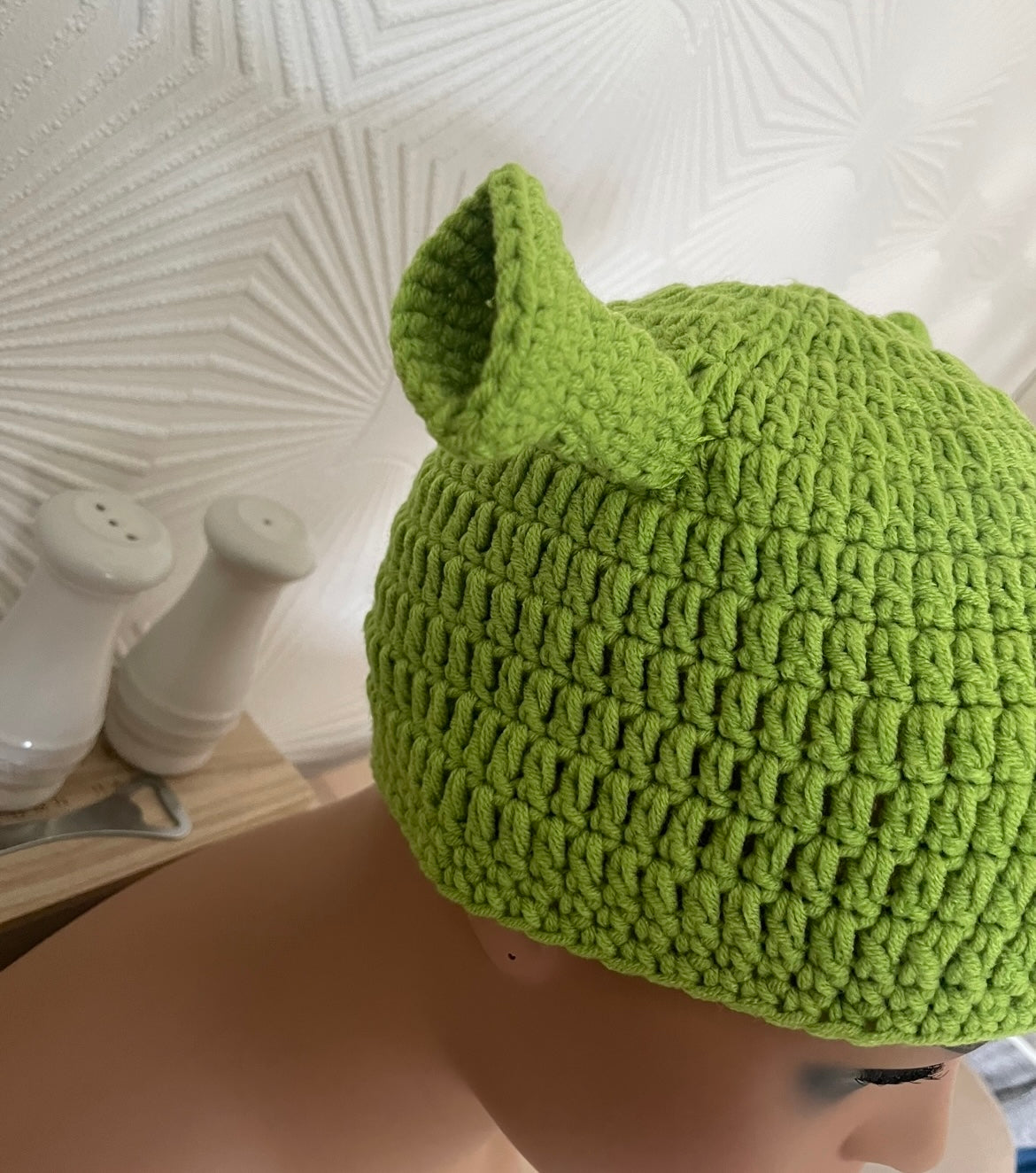 Green Ogre Crochet Hat with Ears