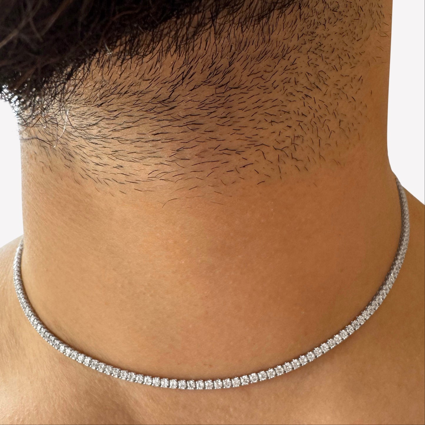 Sterling Silver & Cubic Zirconia Tennis Necklace (3mm | 14–16 Inch Adjustable)