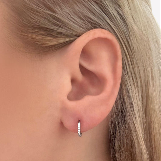 Sterling Silver & Cubic Zirconia Huggie Hoop Earrings