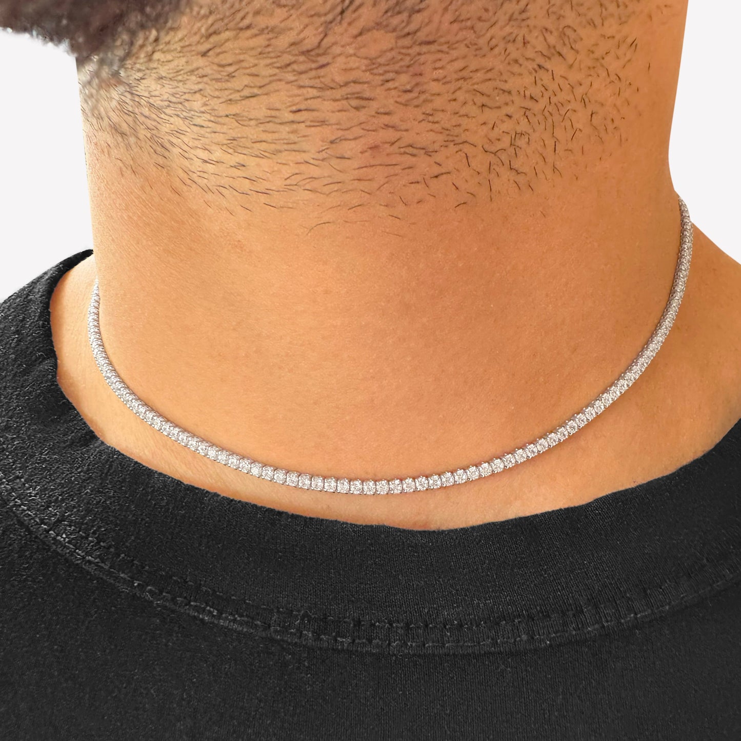 Sterling Silver & Cubic Zirconia Tennis Necklace (3mm | 14–16 Inch Adjustable)