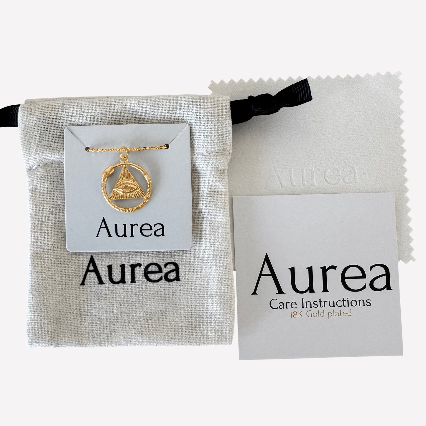 18k Gold-Plated Eye of Providence with Serpent Pendant on chain