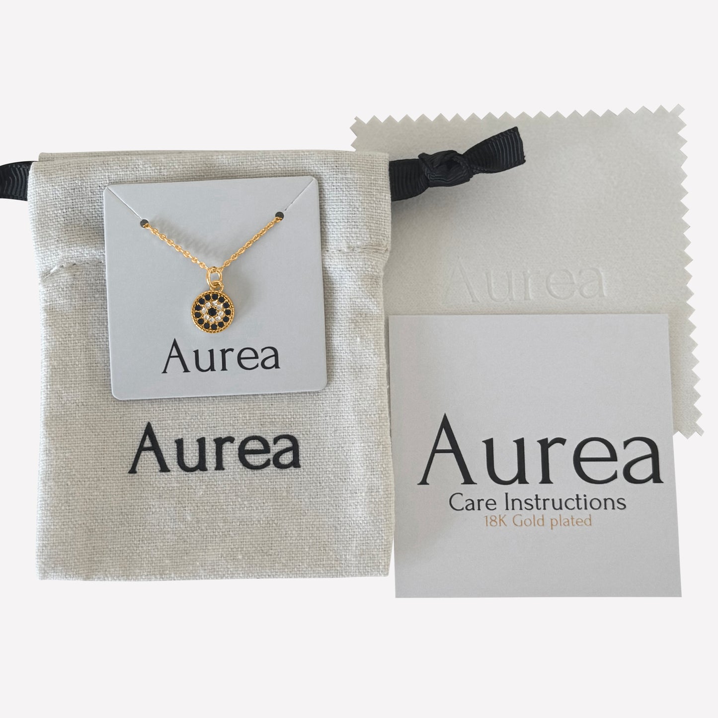 18K Gold-Plated Evil Eye Pendant on 17" chain