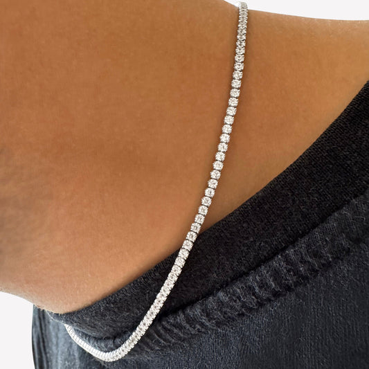 Sterling Silver & Cubic Zirconia Tennis Necklace (3mm | 14–16 Inch Adjustable)