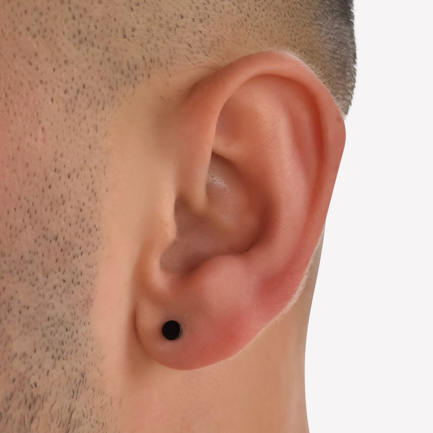 Black Stainless Steel Faux Stretcher Stud Earring