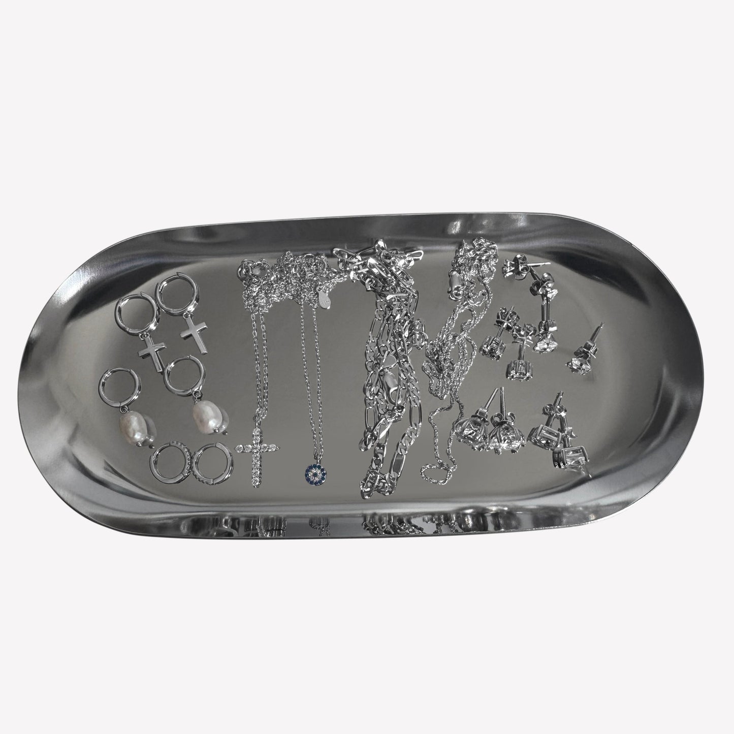 Oval Stainless Steel Jewellery Tray