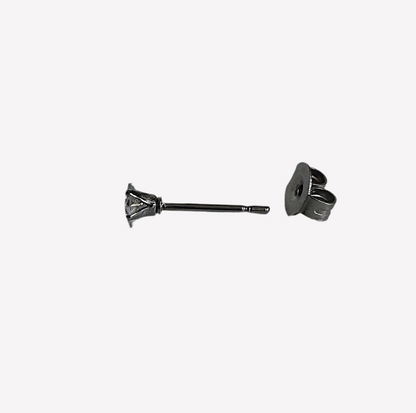 3mm Stainless Steel and Cubic Zirconia Square stud