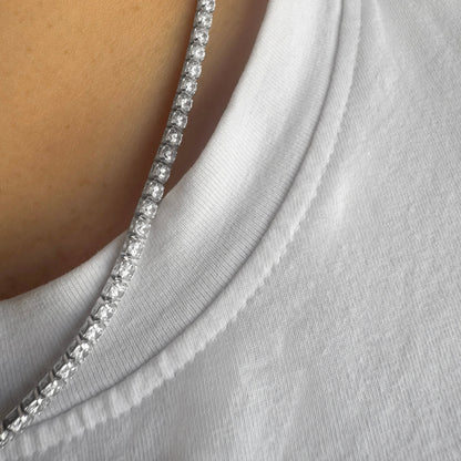 Sterling Silver & Cubic Zirconia Tennis Necklace (3mm | 18–20 Inch Adjustable)