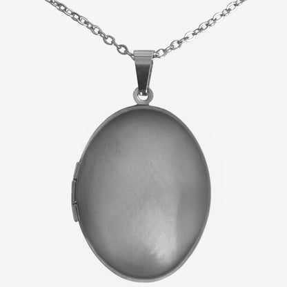 Stainless Steel Oval Locket on 17 Inch chain