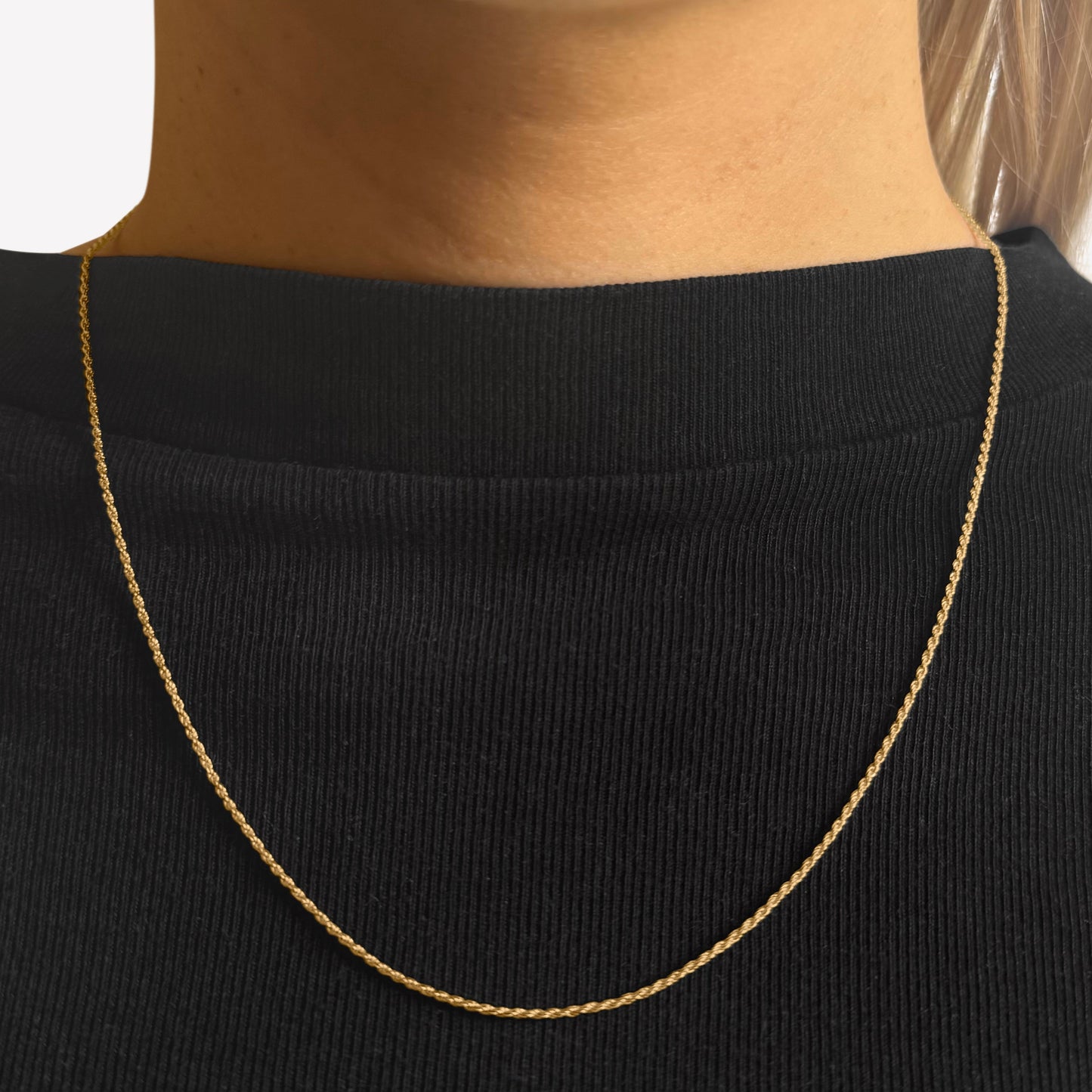 18K Gold-Plated Sterling Silver Rope Chain – 20" 1.2mm