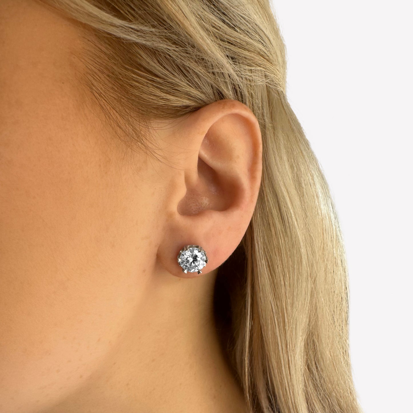 2ct Moissanite Stud Earrings in Sterling Silver (Pair | 8mm | GRA Certified)