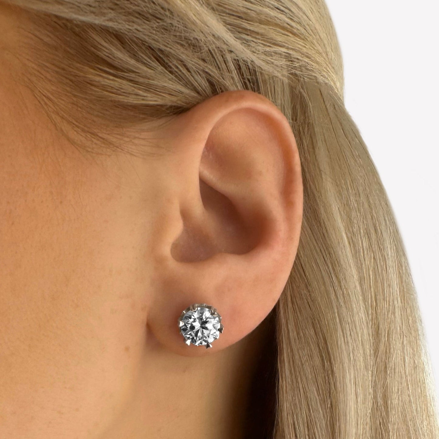 2ct Moissanite Stud Earrings in Sterling Silver (Pair | 8mm | GRA Certified)