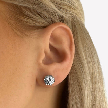 2ct Moissanite Stud Earrings in Sterling Silver (Pair | 8mm | GRA Certified)