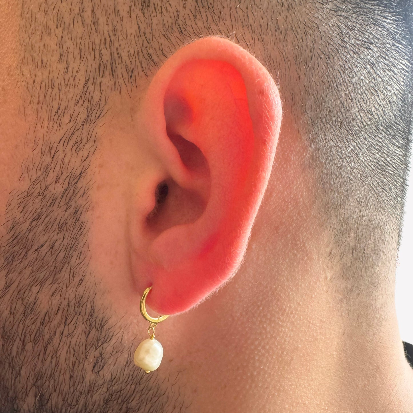 14K Gold-Plated Baroque Pearl Drop Hoop Earrings