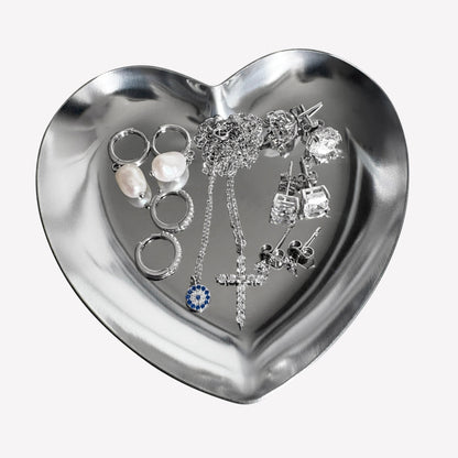 Heart-Shaped Stainless Steel Jewellery Tray