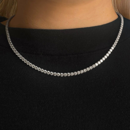 Sterling Silver & Cubic Zirconia Tennis Necklace (3mm | 18–20 Inch Adjustable)