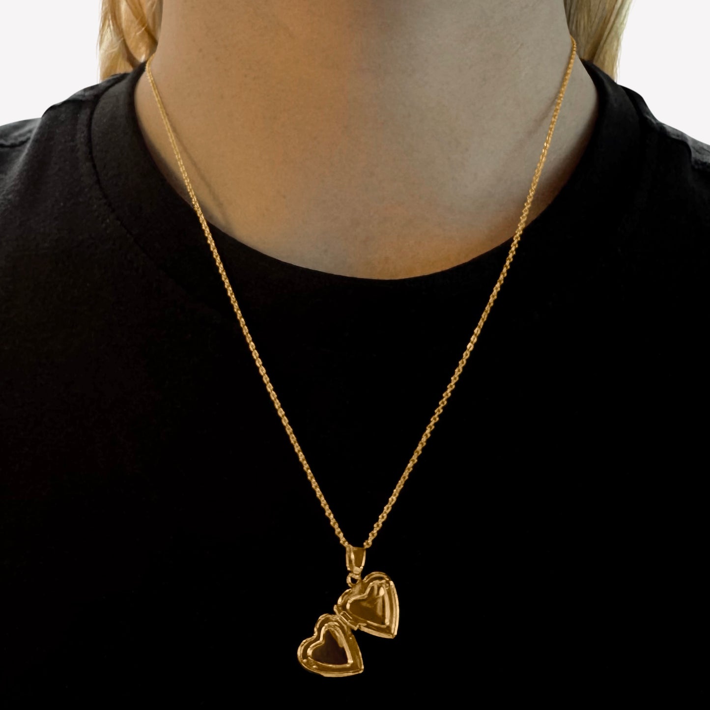 18k Gold-Plated Detailed Heart Locket on 17" chain