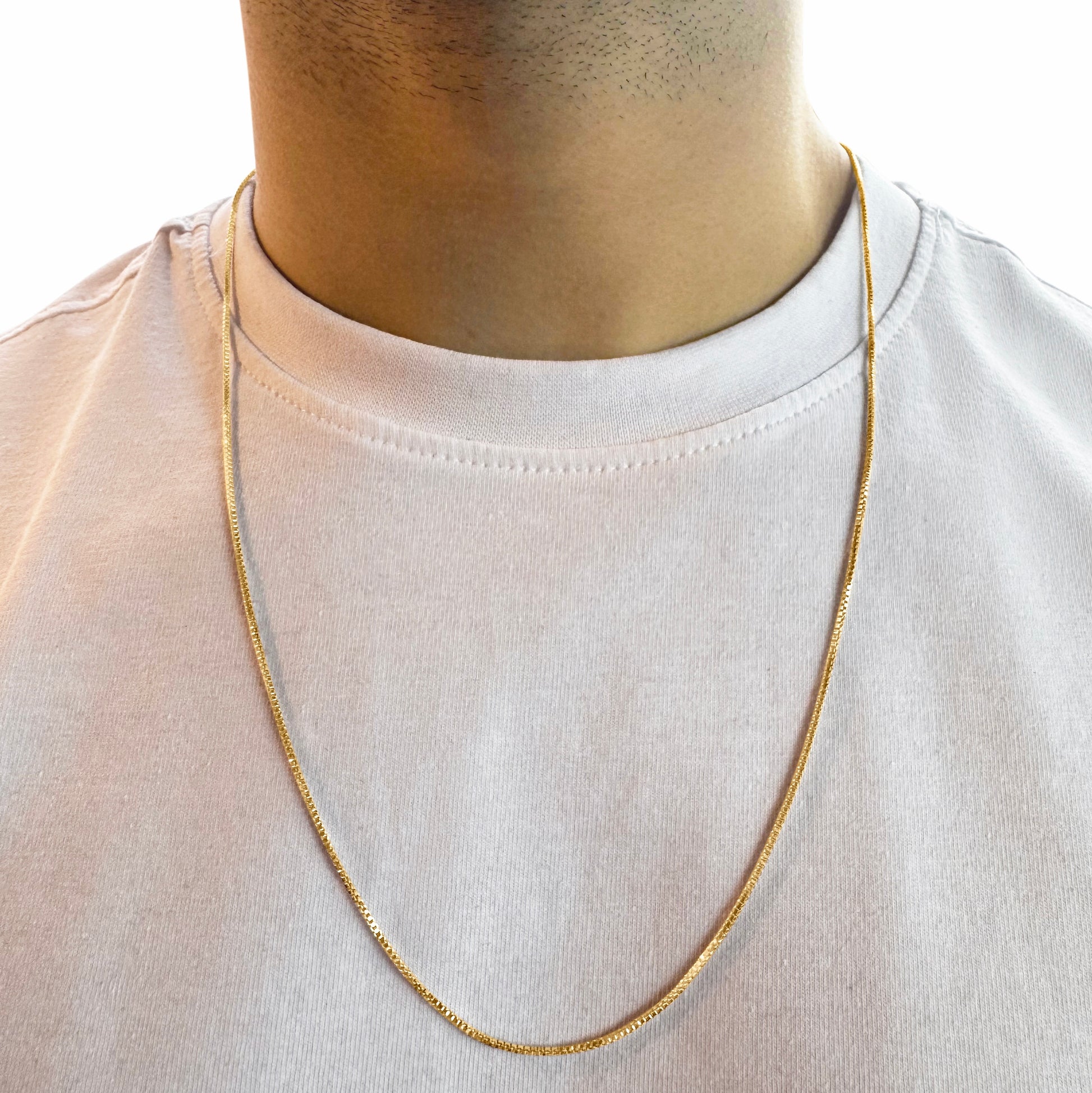 24-inch 18K gold-plated chain necklace – longer length for statement wear or layering.