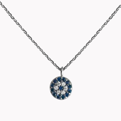 Sterling Silver & Cubic Zirconia Evil Eye Necklace – 17” Chain