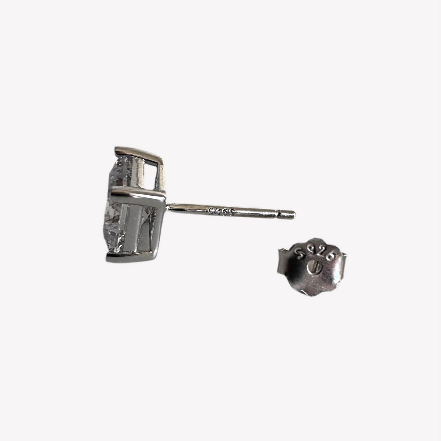 6mm Sterling Silver Square Cubic Zirconia Studs