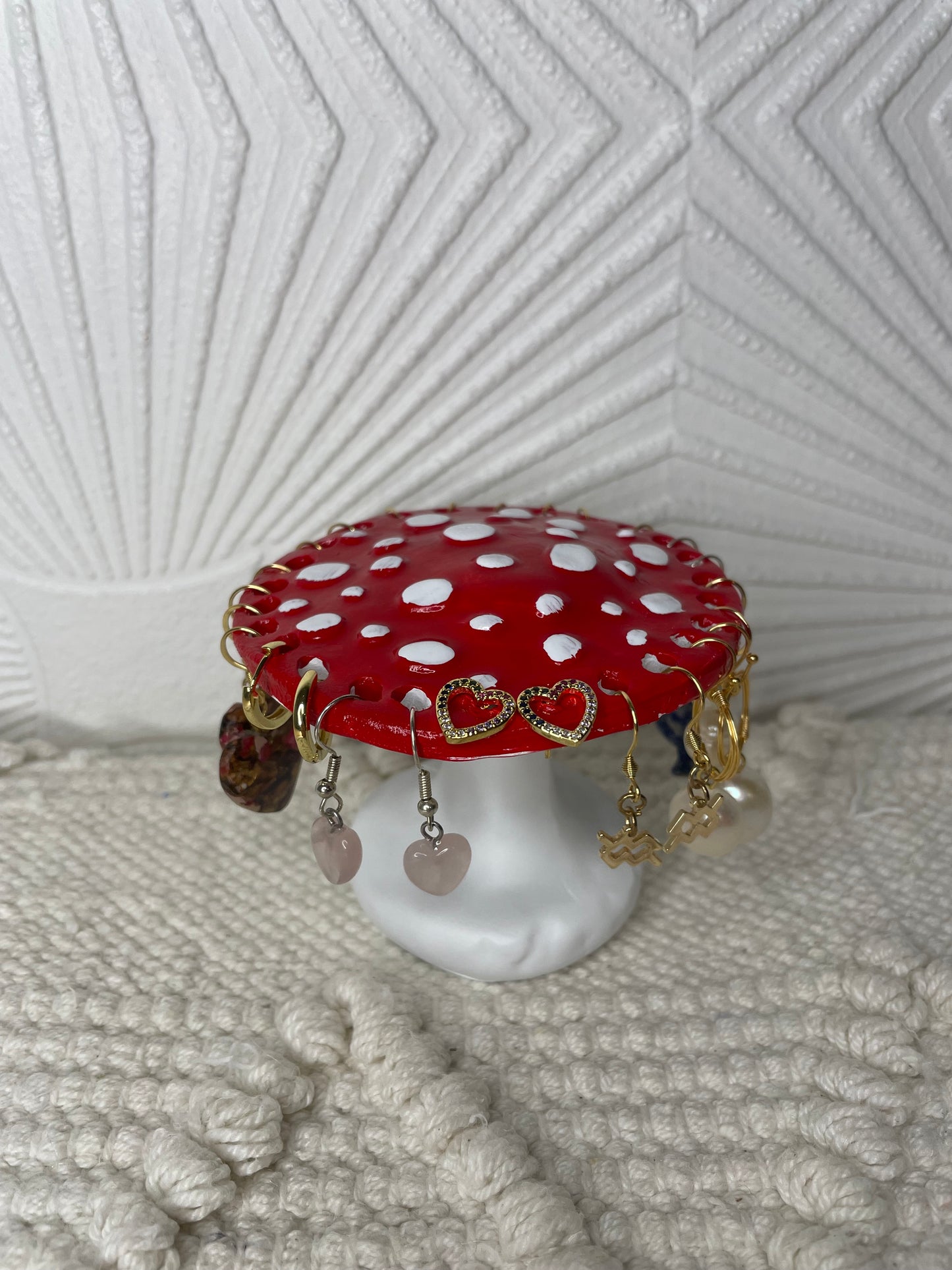 Charming Ceramic Mushroom Earring Stand