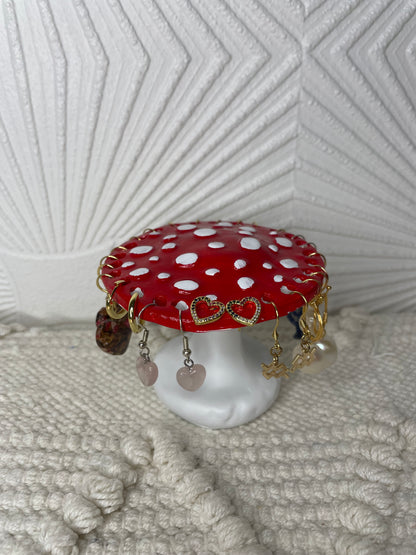 Charming Ceramic Mushroom Earring Stand
