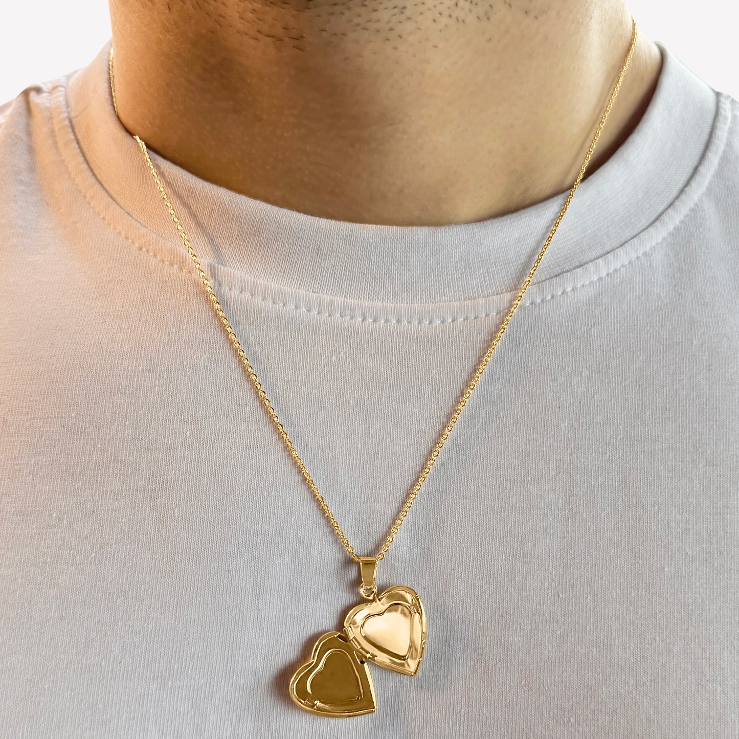 18k Gold-Plated Reflective Heart Locket on 17" chain
