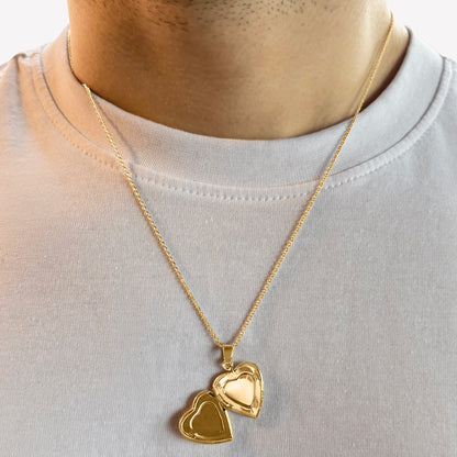 18k Gold-Plated Reflective Heart Locket on 17" chain