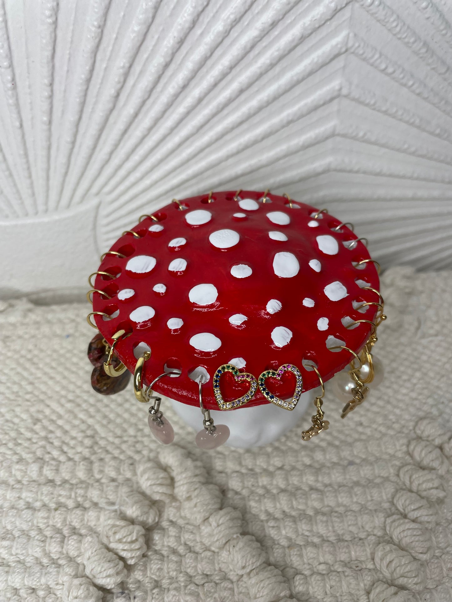 Charming Ceramic Mushroom Earring Stand