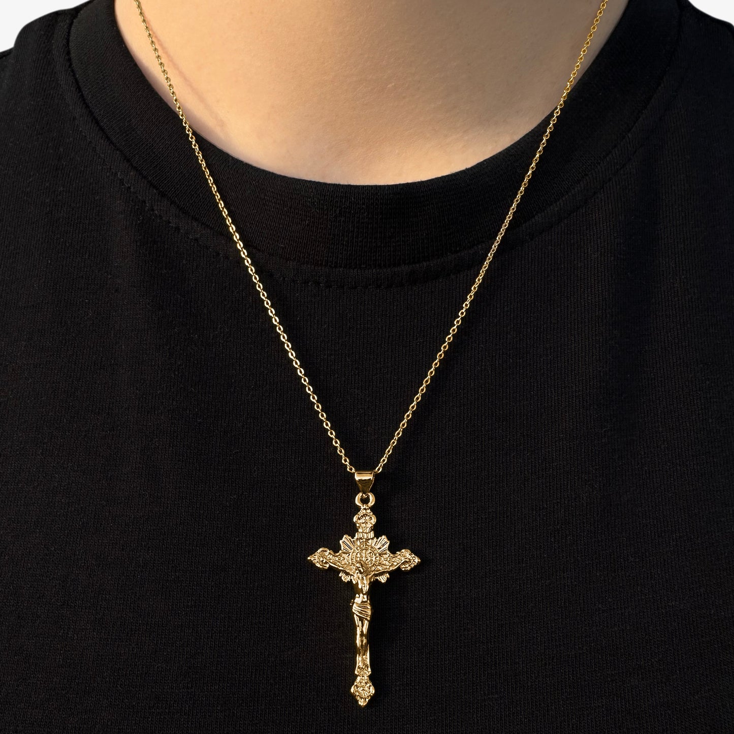 18k Gold-Plated Cross Pendant on Chain