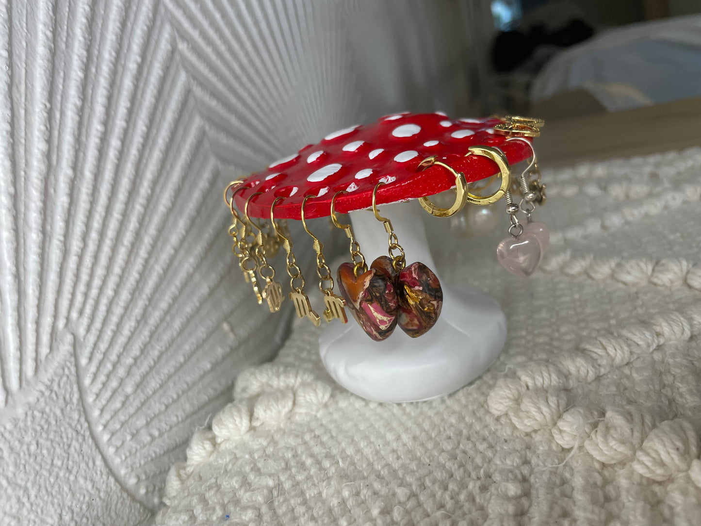 Charming Ceramic Mushroom Earring Stand