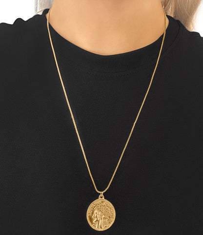18k Gold-Plated French Coin Pendant on chain