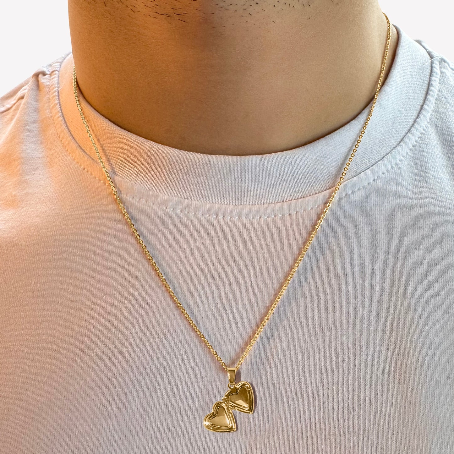 18k Gold-Plated Detailed Heart Locket on 17" chain