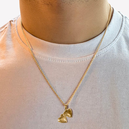18k Gold-Plated Detailed Heart Locket on 17" chain