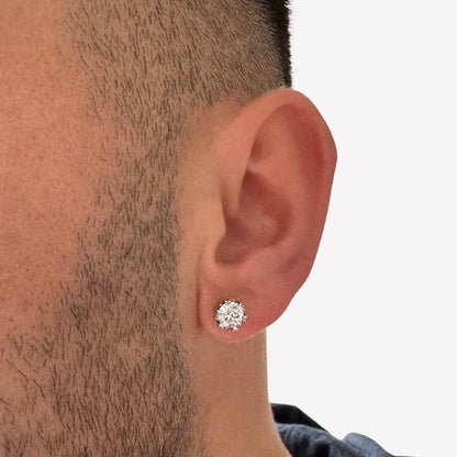 1ct Moissanite Stud Earrings in Sterling Silver (Pair | 6.5mm | GRA Certified)
