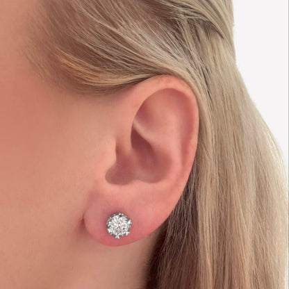 1ct Moissanite Stud Earrings in Sterling Silver (Pair | 6.5mm | GRA Certified)