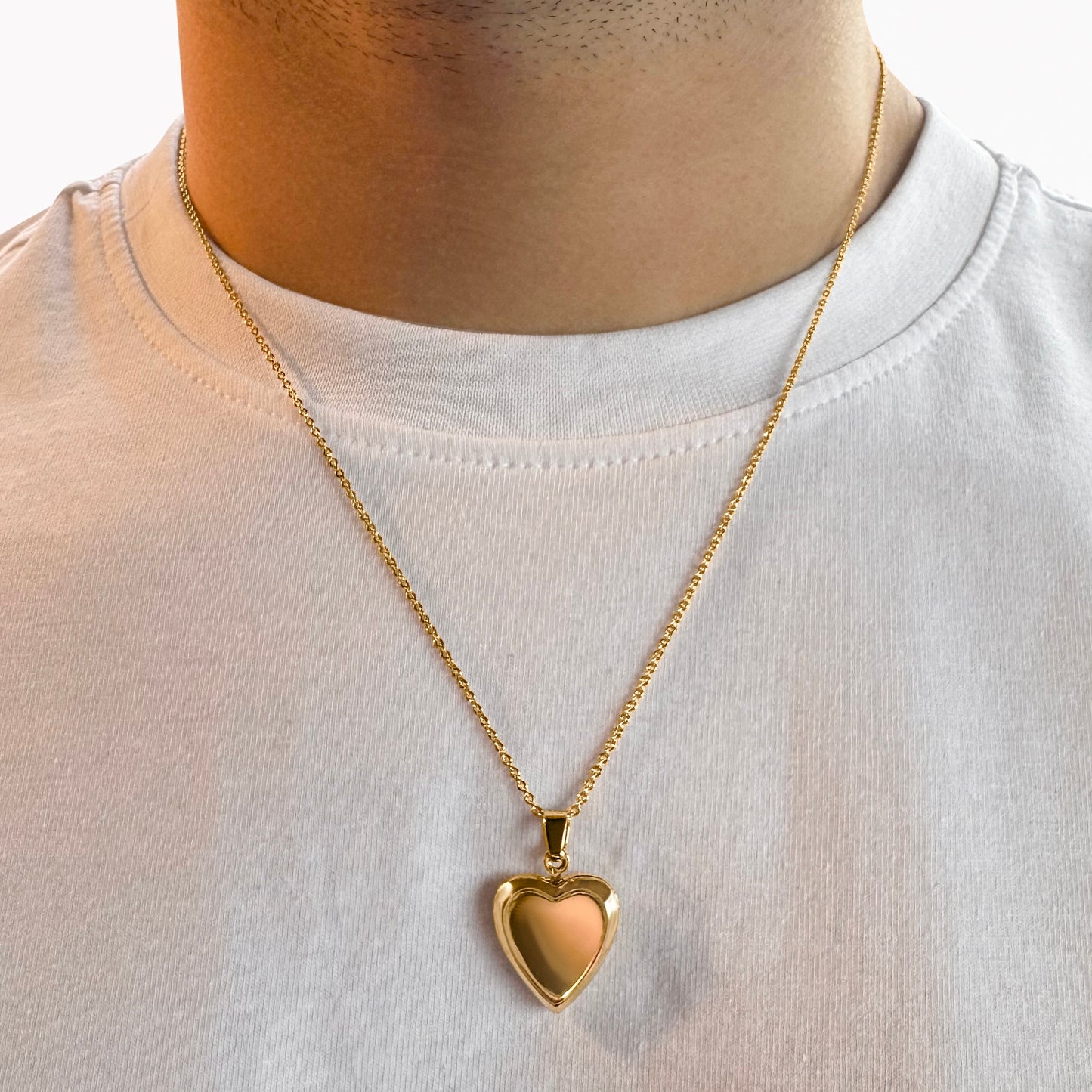 18k Gold-Plated Reflective Heart Locket on 17" chain